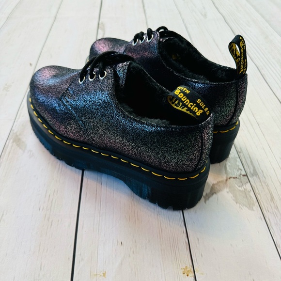 Dr Martens Women’s Holly Platform Retro Quad Gunmetal Shoes Size 7 - Picture 3 of 11
